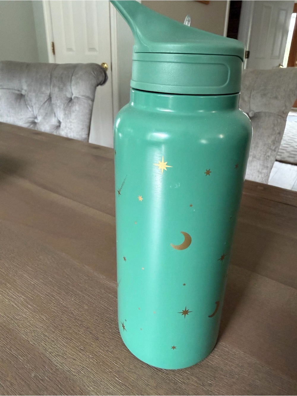 Blogoloties Teal Moon & Star Stainless Water Bottle with Flip Spout